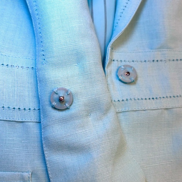 Emma & James Linen Jacket Blazer Light Blue Cuffed Sleeve Women’s Size 14 - Picture 6 of 9